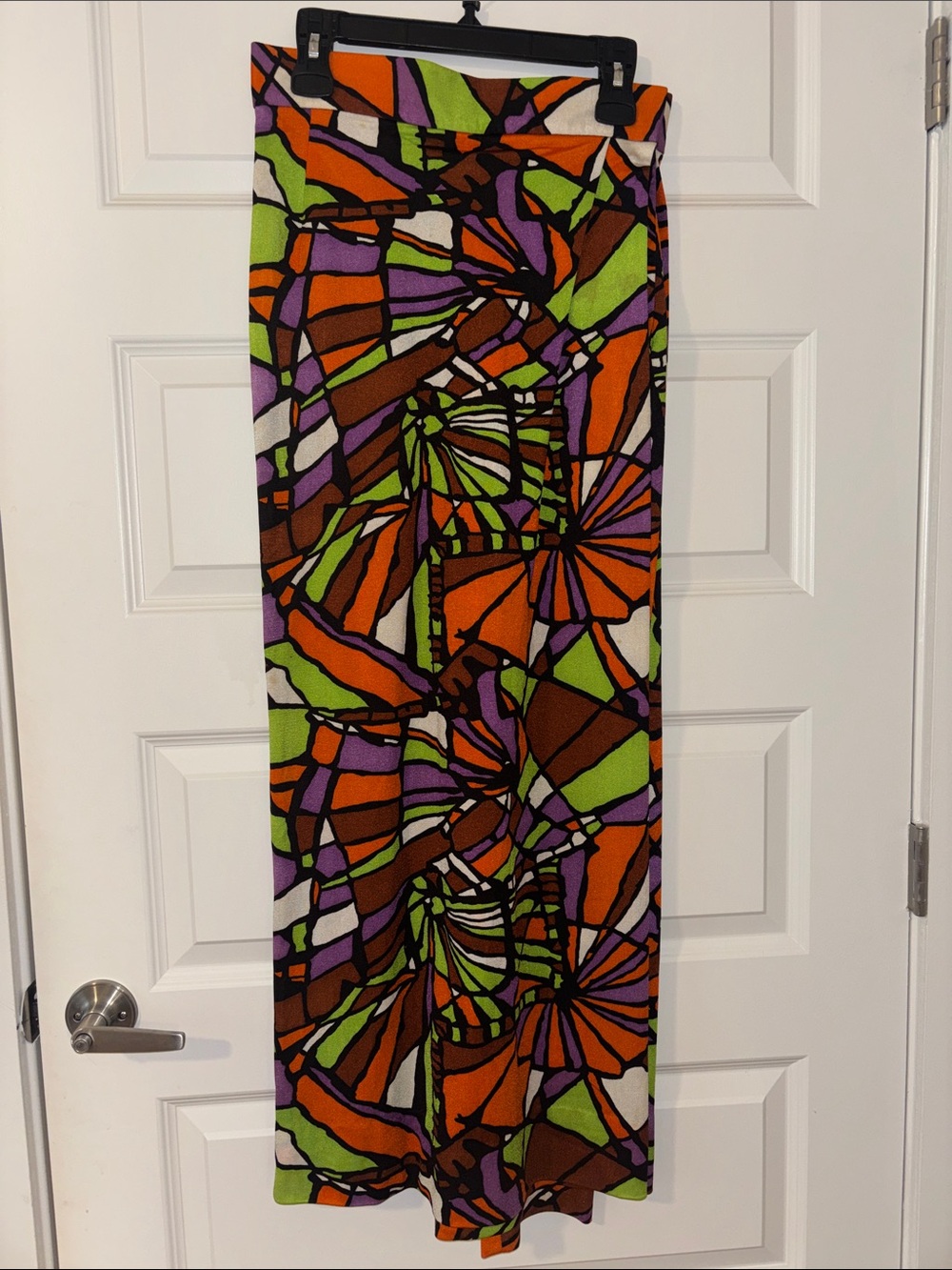 Vintage 1960s Colorful Abstract Print Skirt/Pants - Orange, Green, Purple, Brown
